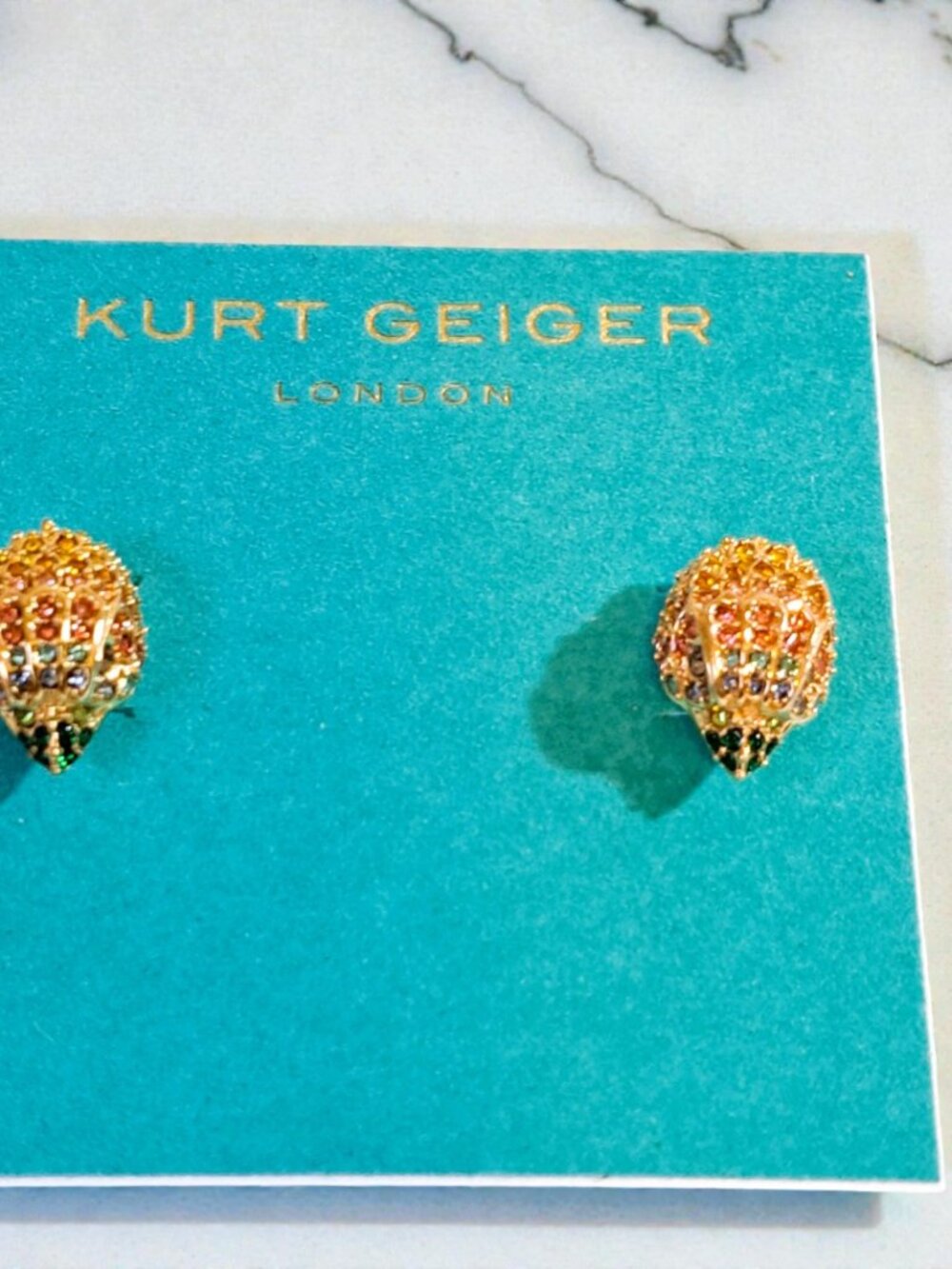 Kurt Geiger London Signature Pav Gold Rhinestone Eagle Stud Earrings NWT